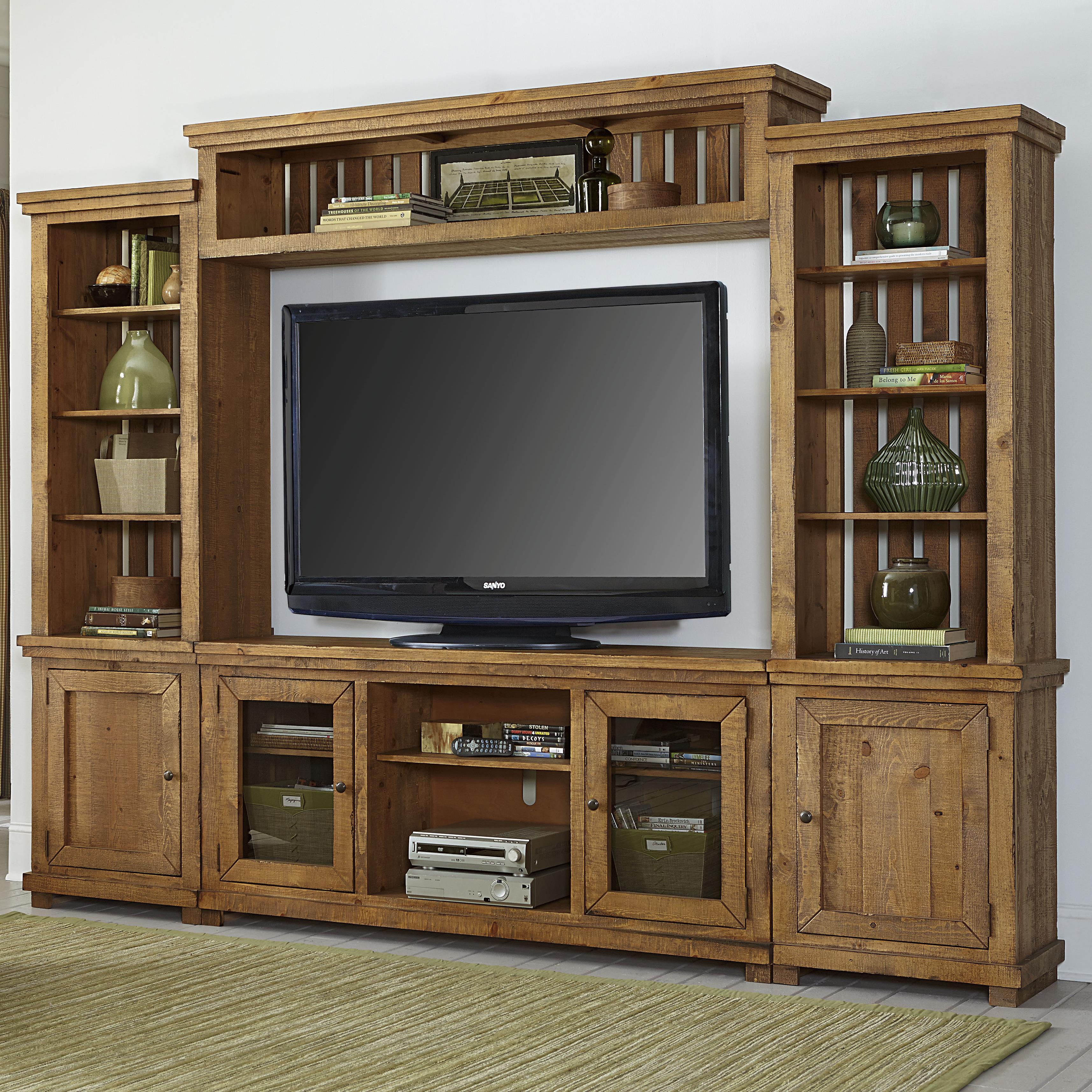 Progressive Furniture Willow Distressed Finish Wall Unit with 68" TV